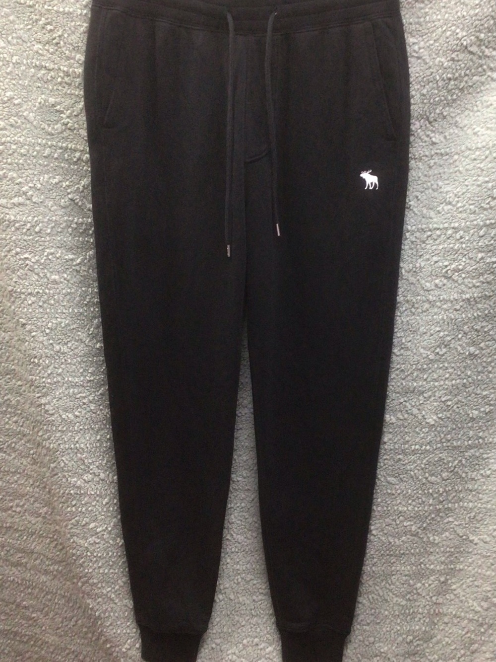 Abercrombie & Fitch Black Jogger Sweatpants with White Moose Logo